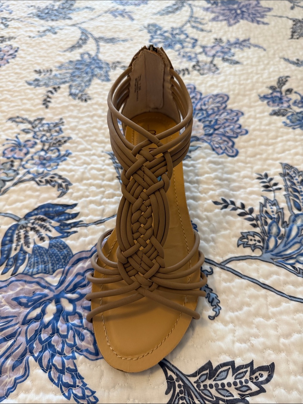 me too Tan Knot-Strap Wedge Sandals